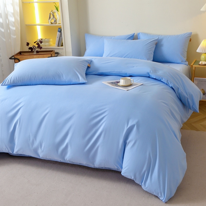 91家纺网 家纺一手货源 找家纺 晶缦 2025新款100%纯棉13376纯色喷气全棉磨毛单品被套 暖芸馨-淡天兰