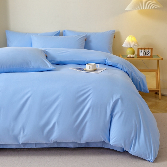 91家纺网 家纺一手货源 找家纺 晶缦 2025新款100%纯棉13376纯色喷气全棉磨毛单品被套 暖芸馨-淡天兰