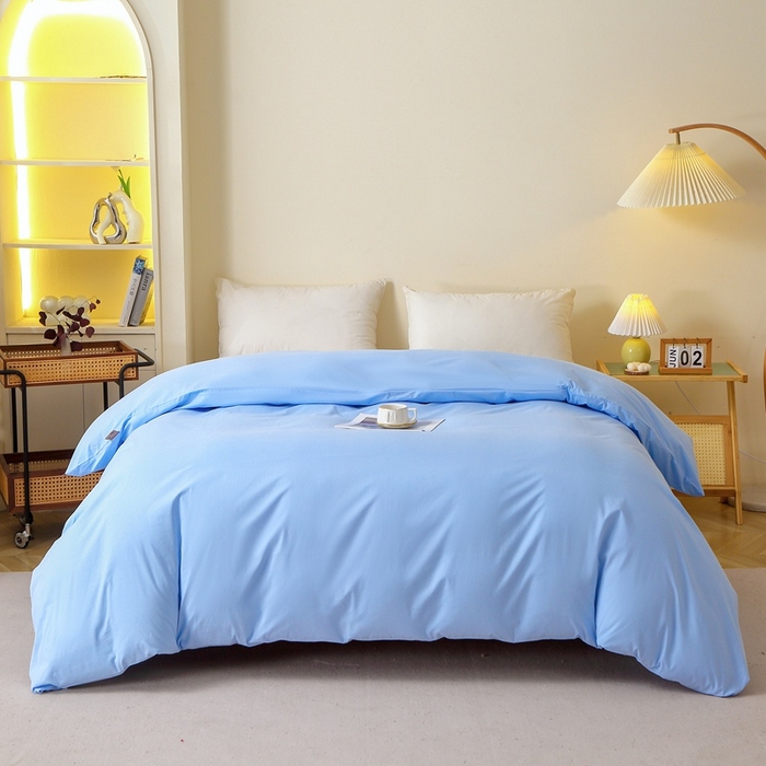 91家纺网 家纺一手货源 找家纺 晶缦 2025新款100%纯棉13376纯色喷气全棉磨毛单品被套 暖芸馨-淡天兰