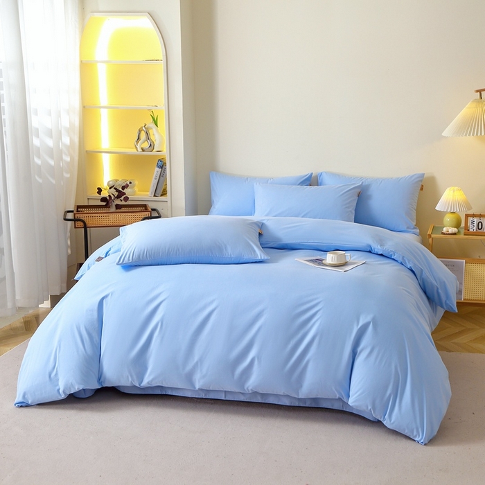 91家纺网 家纺一手货源 找家纺 晶缦 2025新款100%纯棉13376纯色喷气全棉磨毛单品被套 暖芸馨-淡天兰