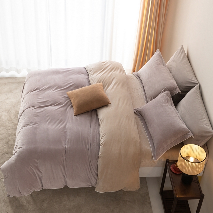 91家纺网 家纺一手货源 找家纺 ONE TWO ONE 121 新品【婴儿绒四件套】2025毛毯被子四件套单件被套单件枕套珊瑚绒牛奶绒冬被法兰绒兔毛绒The one 芋泥-奶咖