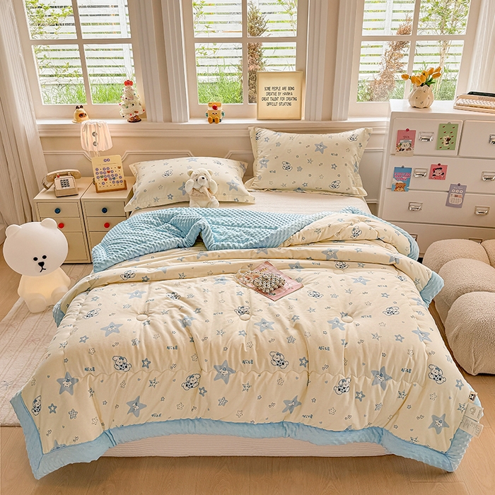 91家纺网 家纺一手货源 找家纺 梦依依 （加微信送买家秀）2025新款40支全棉豆豆被大豆被夏被冬秋被子被芯-风格二 星仔