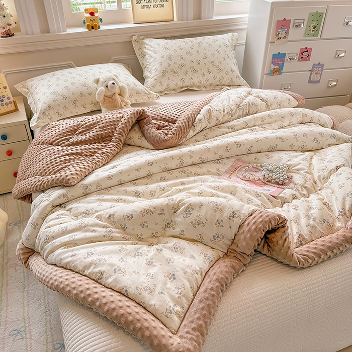 91家纺网 家纺一手货源 找家纺 梦依依 （加微信送买家秀）2025新款40支全棉豆豆被大豆被夏被冬秋被子被芯-风格二 蓝香清韵