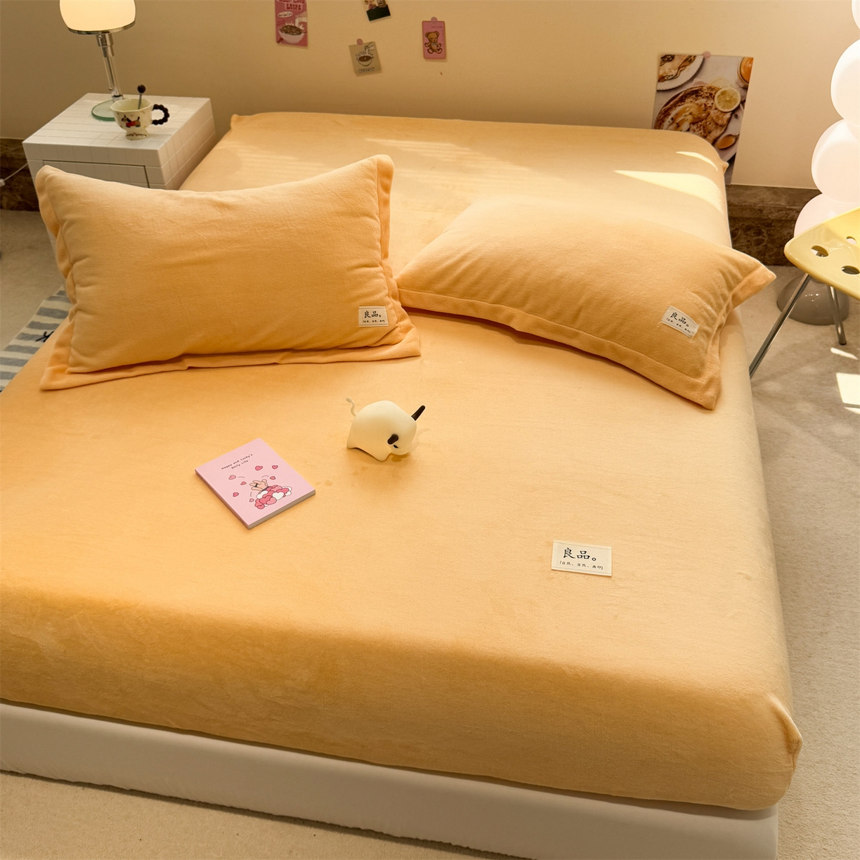 91家纺网 家纺一手货源 找家纺 857家居 2025新款高克重牛奶绒床单床笠系列 良品-亚麻黄