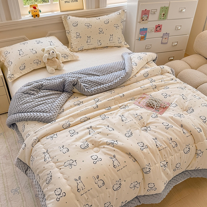 91家纺网 家纺一手货源 找家纺 梦依依 （加微信送买家秀）2025新款40支全棉豆豆被大豆被夏被冬秋被子被芯-风格二 涂鸦乐园