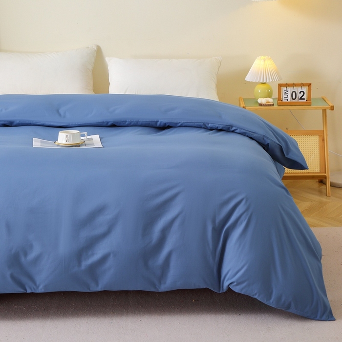 91家纺网 家纺一手货源 找家纺 晶缦 2025新款100%纯棉13376纯色喷气全棉磨毛单品被套 暖芸馨-靛青蓝