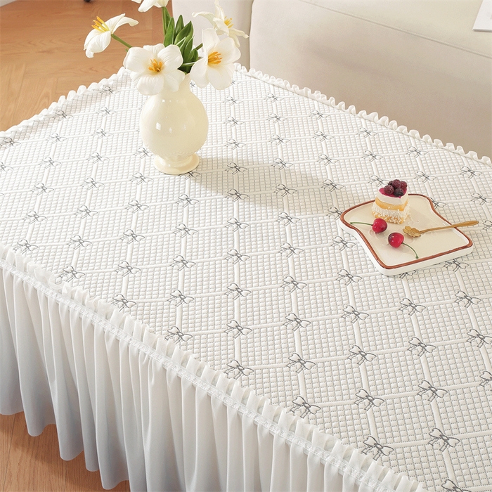 91家纺网 家纺一手货源 找家纺 共鸣沙发垫 2025新款蝴蝶结茶几垫 蝴蝶结-浅灰