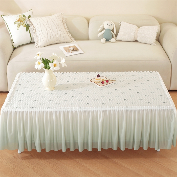 91家纺网 家纺一手货源 找家纺 共鸣沙发垫 2025新款蝴蝶结茶几垫 蝴蝶结-浅绿