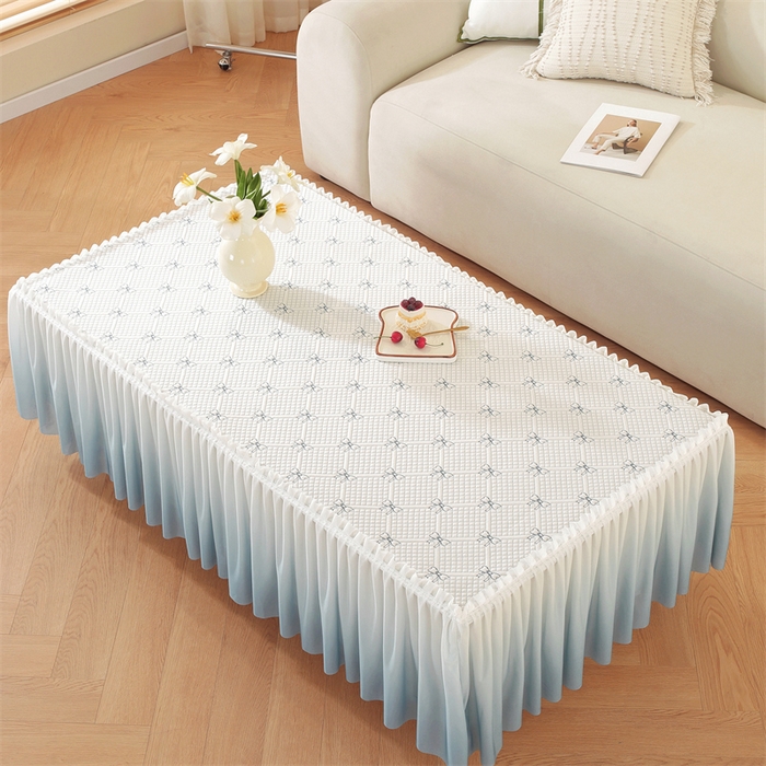 91家纺网 家纺一手货源 找家纺 共鸣沙发垫 2025新款蝴蝶结茶几垫 蝴蝶结-浅蓝