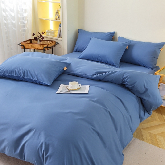 91家纺网 家纺一手货源 找家纺 晶缦 2025新款100%纯棉13376纯色喷气全棉磨毛单品被套 暖芸馨-靛青蓝