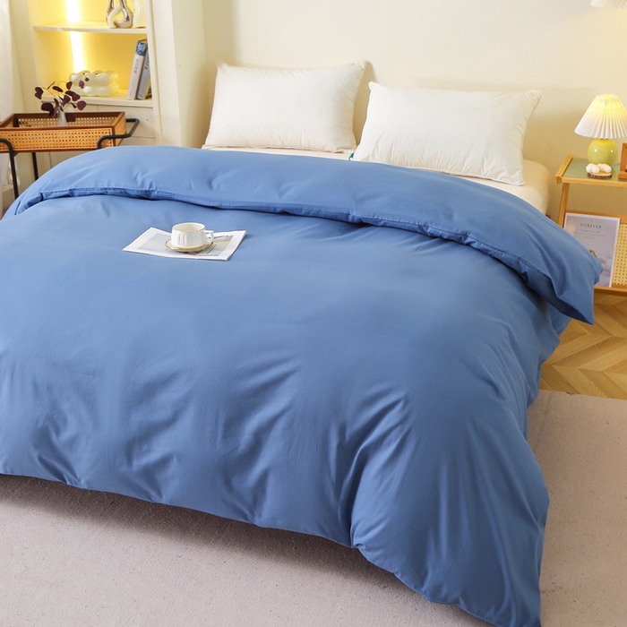 91家纺网 家纺一手货源 找家纺 晶缦 2025新款100%纯棉13376纯色喷气全棉磨毛单品被套 暖芸馨-靛青蓝