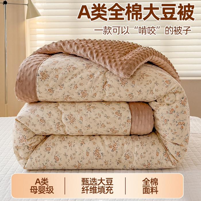 梦依依 （加微信送买家秀）2025新款40支全棉豆豆被大豆被夏被冬秋被子被芯-风格二 月蓉花