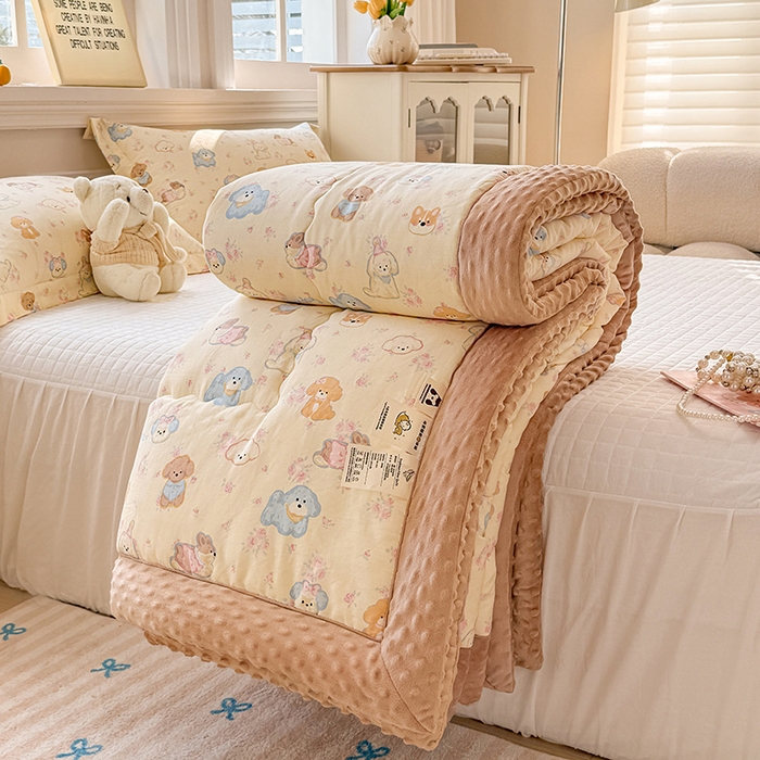 91家纺网 家纺一手货源 找家纺 梦依依 （加微信送买家秀）2025新款40支全棉豆豆被大豆被夏被冬秋被子被芯-风格二 狗狗家族