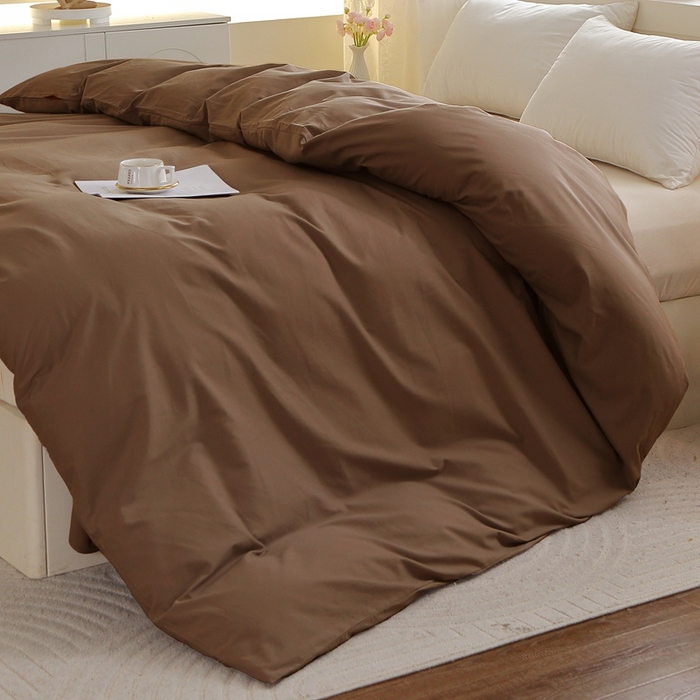 91家纺网 家纺一手货源 找家纺 晶缦 2025新款100%纯棉13376纯色喷气全棉磨毛单品被套 暖芸馨-枯茶棕