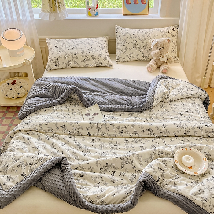 91家纺网 家纺一手货源 找家纺 梦依依 （加微信送买家秀）2025新款40支全棉豆豆被大豆被夏被冬秋被子被芯-风格二 萱花