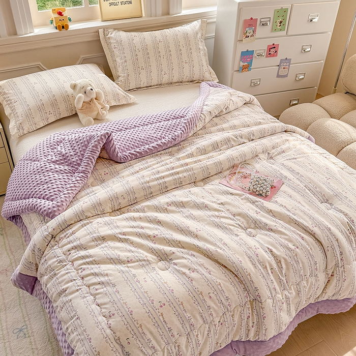 91家纺网 家纺一手货源 找家纺 梦依依 （加微信送买家秀）2025新款40支全棉豆豆被大豆被夏被冬秋被子被芯-风格二 花季时光