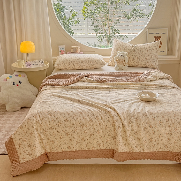 91家纺网 家纺一手货源 找家纺 梦依依 （加微信送买家秀）2025新款40支全棉豆豆被大豆被夏被冬秋被子被芯-风格二 月蓉花