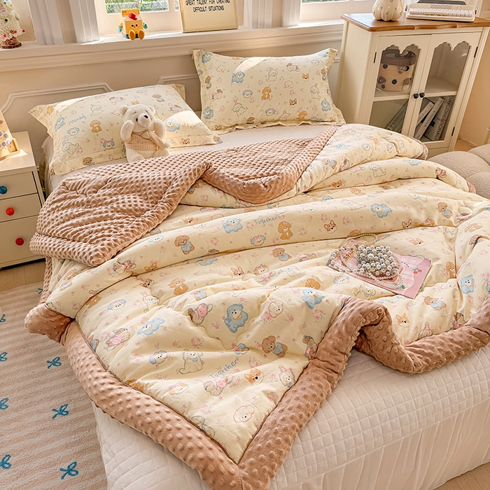 91家纺网 家纺一手货源 找家纺 梦依依 （加微信送买家秀）2025新款40支全棉豆豆被大豆被夏被冬秋被子被芯-风格二 狗狗家族