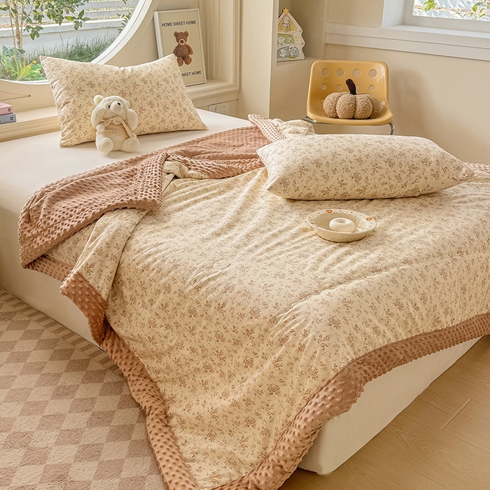 91家纺网 家纺一手货源 找家纺 梦依依 （加微信送买家秀）2025新款40支全棉豆豆被大豆被夏被冬秋被子被芯-风格二 月蓉花