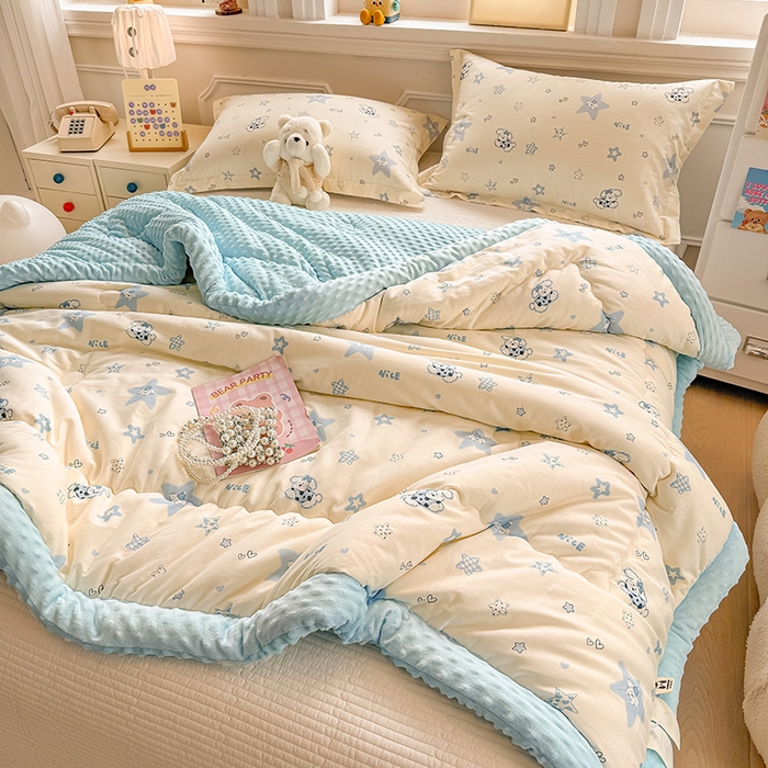 91家纺网 家纺一手货源 找家纺 梦依依 （加微信送买家秀）2025新款40支全棉豆豆被大豆被夏被冬秋被子被芯-风格二 星仔