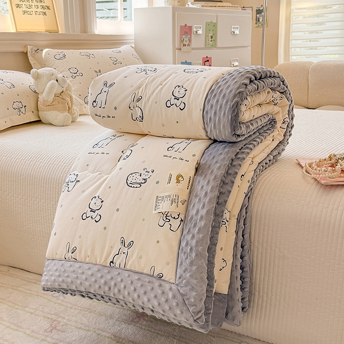 91家纺网 家纺一手货源 找家纺 梦依依 （加微信送买家秀）2025新款40支全棉豆豆被大豆被夏被冬秋被子被芯-风格二 涂鸦乐园