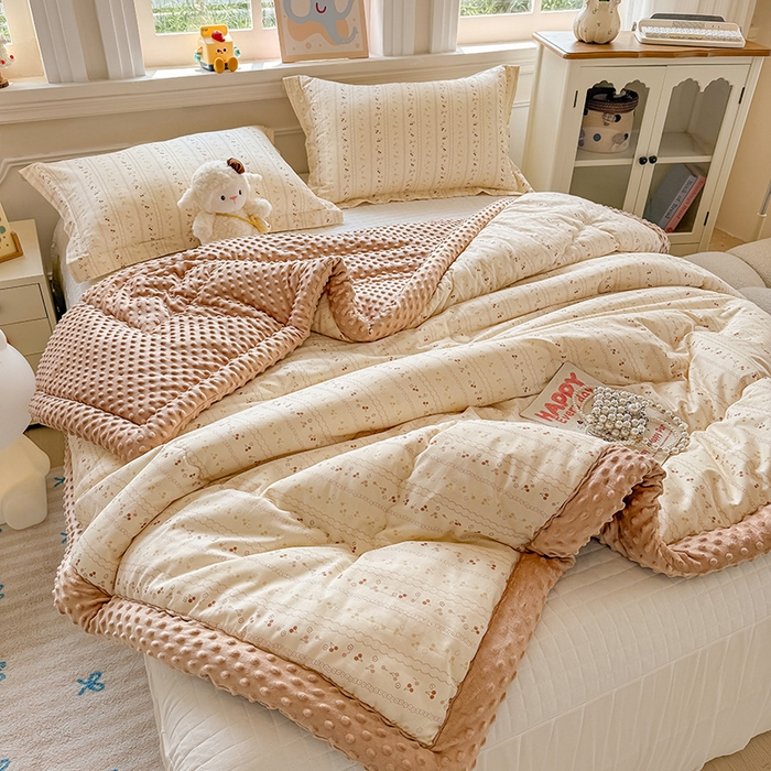 91家纺网 家纺一手货源 找家纺 梦依依 （加微信送买家秀）2025新款40支全棉豆豆被大豆被夏被冬秋被子被芯-风格二 樱桃树