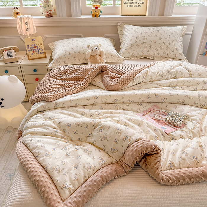 91家纺网 家纺一手货源 找家纺 梦依依 （加微信送买家秀）2025新款40支全棉豆豆被大豆被夏被冬秋被子被芯-风格二 蓝香清韵