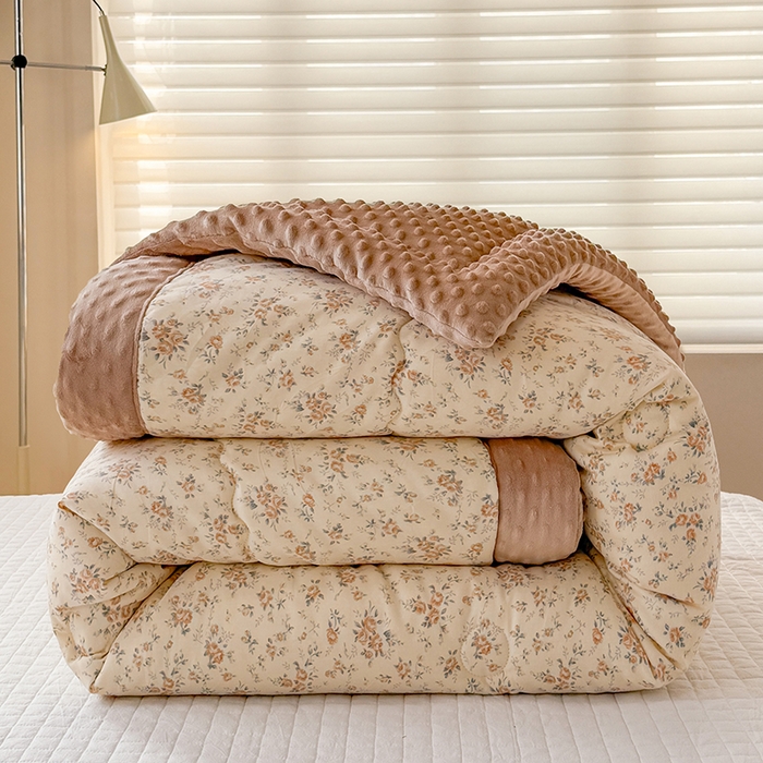 91家纺网 家纺一手货源 找家纺 梦依依 （加微信送买家秀）2025新款40支全棉豆豆被大豆被夏被冬秋被子被芯-风格二 月蓉花