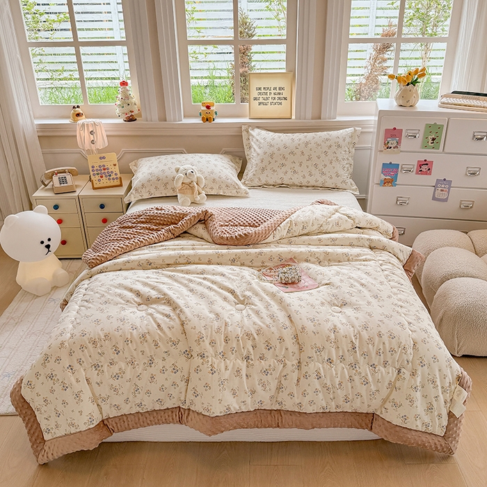 91家纺网 家纺一手货源 找家纺 梦依依 （加微信送买家秀）2025新款40支全棉豆豆被大豆被夏被冬秋被子被芯-风格二 蓝香清韵