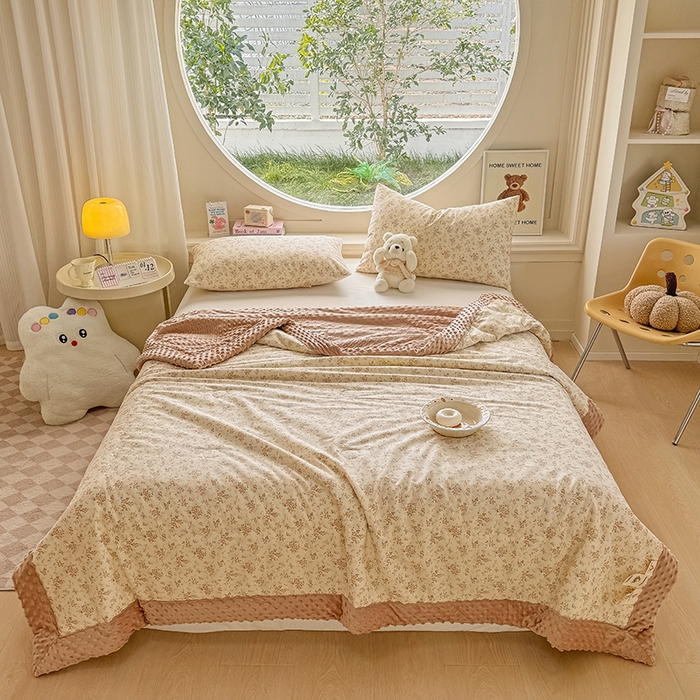 91家纺网 家纺一手货源 找家纺 梦依依 （加微信送买家秀）2025新款40支全棉豆豆被大豆被夏被冬秋被子被芯-风格二 月蓉花