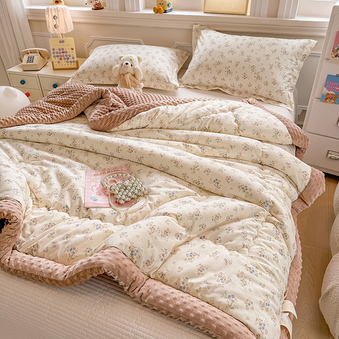 91家纺网 家纺一手货源 找家纺 梦依依 （加微信送买家秀）2025新款40支全棉豆豆被大豆被夏被冬秋被子被芯-风格二 蓝香清韵