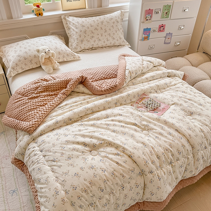 91家纺网 家纺一手货源 找家纺 梦依依 （加微信送买家秀）2025新款40支全棉豆豆被大豆被夏被冬秋被子被芯-风格二 蓝香清韵