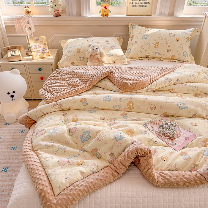 91家纺网 家纺一手货源 找家纺 梦依依 （加微信送买家秀）2025新款40支全棉豆豆被大豆被夏被冬秋被子被芯-风格二 狗狗家族