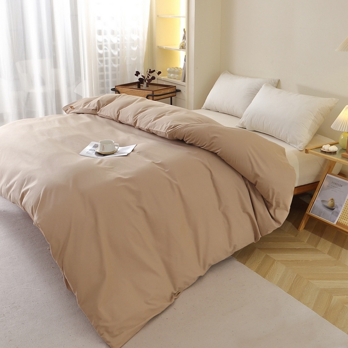 91家纺网 家纺一手货源 找家纺 晶缦 2025新款100%纯棉13376纯色喷气全棉磨毛单品被套 暖芸馨-鹿角棕