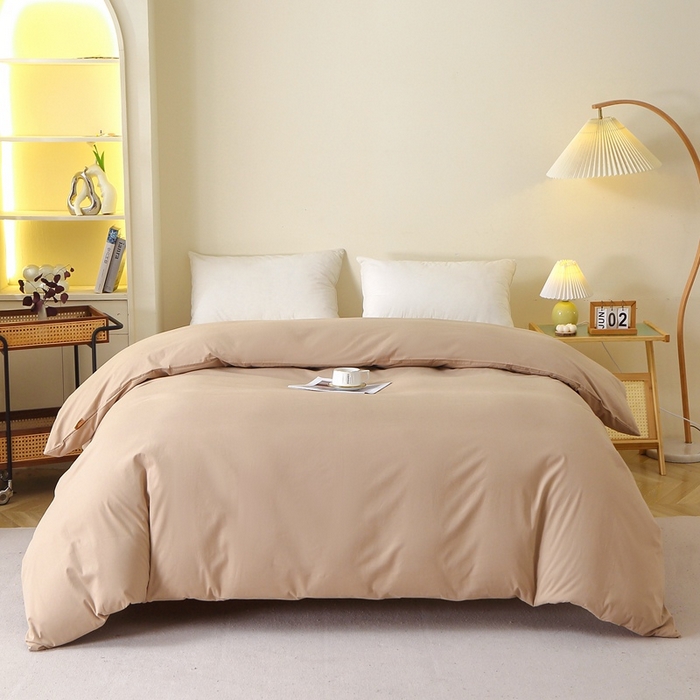 91家纺网 家纺一手货源 找家纺 晶缦 2025新款100%纯棉13376纯色喷气全棉磨毛单品被套 暖芸馨-鹿角棕