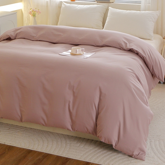 91家纺网 家纺一手货源 找家纺 晶缦 2025新款100%纯棉13376纯色喷气全棉磨毛单品被套 暖芸馨-暖贝粉