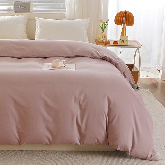 91家纺网 家纺一手货源 找家纺 晶缦 2025新款100%纯棉13376纯色喷气全棉磨毛单品被套 暖芸馨-暖贝粉