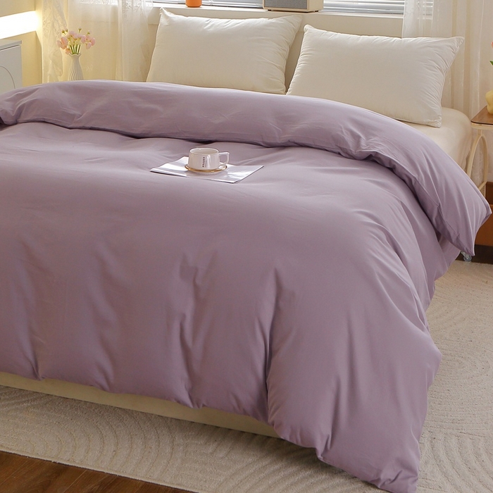 91家纺网 家纺一手货源 找家纺 晶缦 2025新款100%纯棉13376纯色喷气全棉磨毛单品被套 暖芸馨-浅陌紫