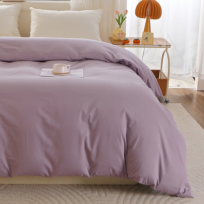91家纺网 家纺一手货源 找家纺 晶缦 2025新款100%纯棉13376纯色喷气全棉磨毛单品被套 暖芸馨-浅陌紫