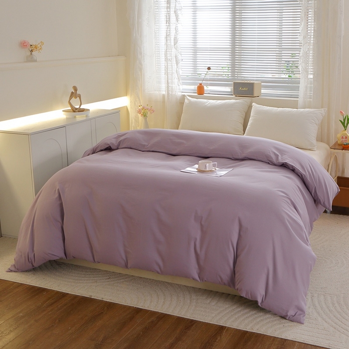91家纺网 家纺一手货源 找家纺 晶缦 2025新款100%纯棉13376纯色喷气全棉磨毛单品被套 暖芸馨-浅陌紫