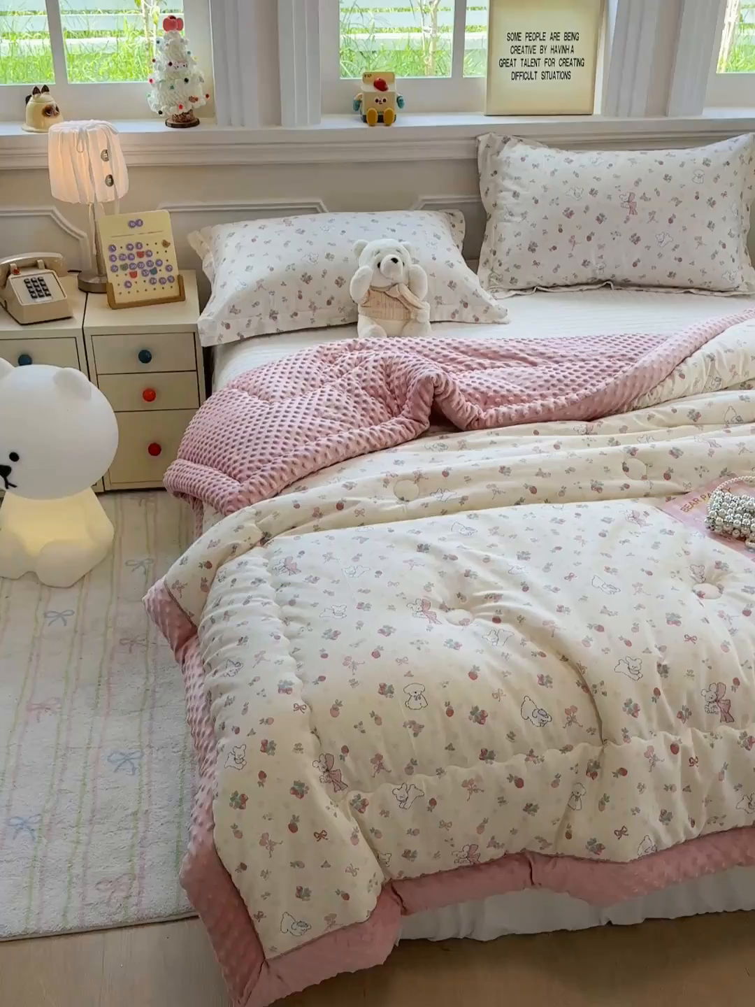 91家纺网 家纺一手货源 找家纺 梦依依 （加微信送买家秀）2025新款40支全棉豆豆被大豆被夏被冬秋被子被芯-风格二 草莓狗