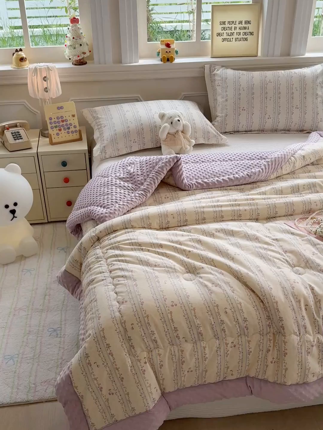 91家纺网 家纺一手货源 找家纺 梦依依 （加微信送买家秀）2025新款40支全棉豆豆被大豆被夏被冬秋被子被芯-风格二 花季时光