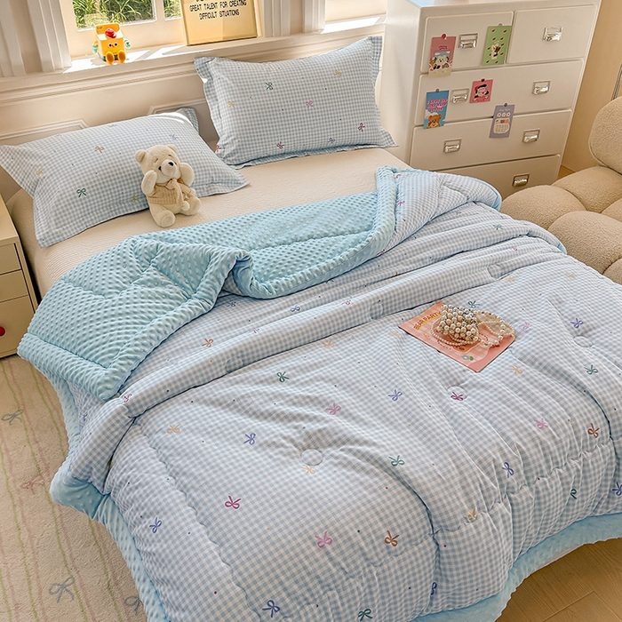 91家纺网 家纺一手货源 找家纺 梦依依 （加微信送买家秀）2025新款40支全棉豆豆被大豆被夏被冬秋被子被芯-风格二 夏日恋格-兰