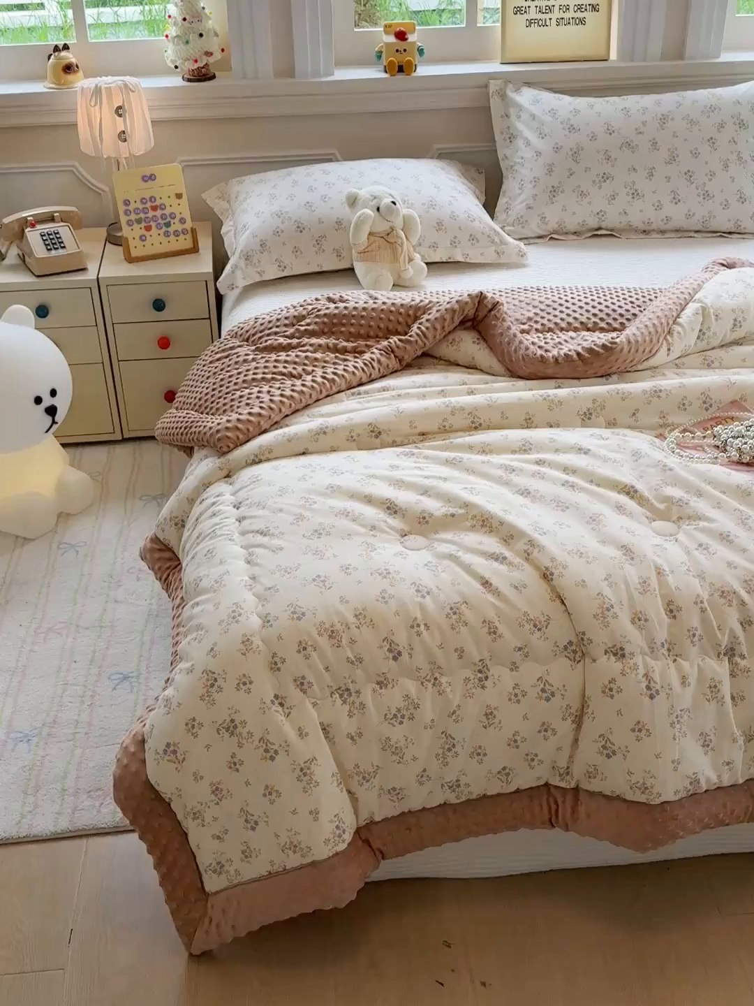 91家纺网 家纺一手货源 找家纺 梦依依 （加微信送买家秀）2025新款40支全棉豆豆被大豆被夏被冬秋被子被芯-风格二 蓝香清韵