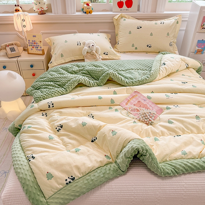 91家纺网 家纺一手货源 找家纺 梦依依 （加微信送买家秀）2025新款40支全棉豆豆被大豆被夏被冬秋被子被芯-风格二 熊猫森林