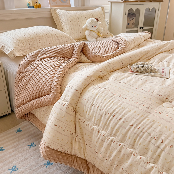 91家纺网 家纺一手货源 找家纺 梦依依 （加微信送买家秀）2025新款40支全棉豆豆被大豆被夏被冬秋被子被芯-风格二 樱桃树