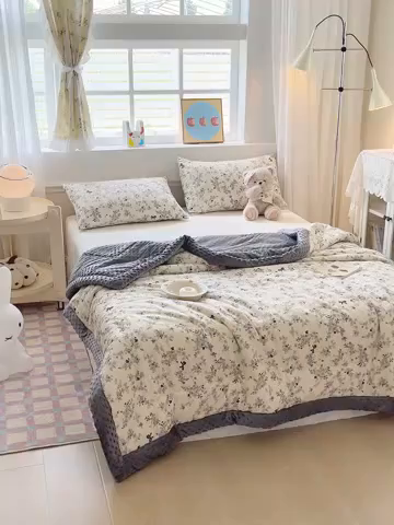 91家纺网 家纺一手货源 找家纺 梦依依 （加微信送买家秀）2025新款40支全棉豆豆被大豆被夏被冬秋被子被芯-风格二 萱花