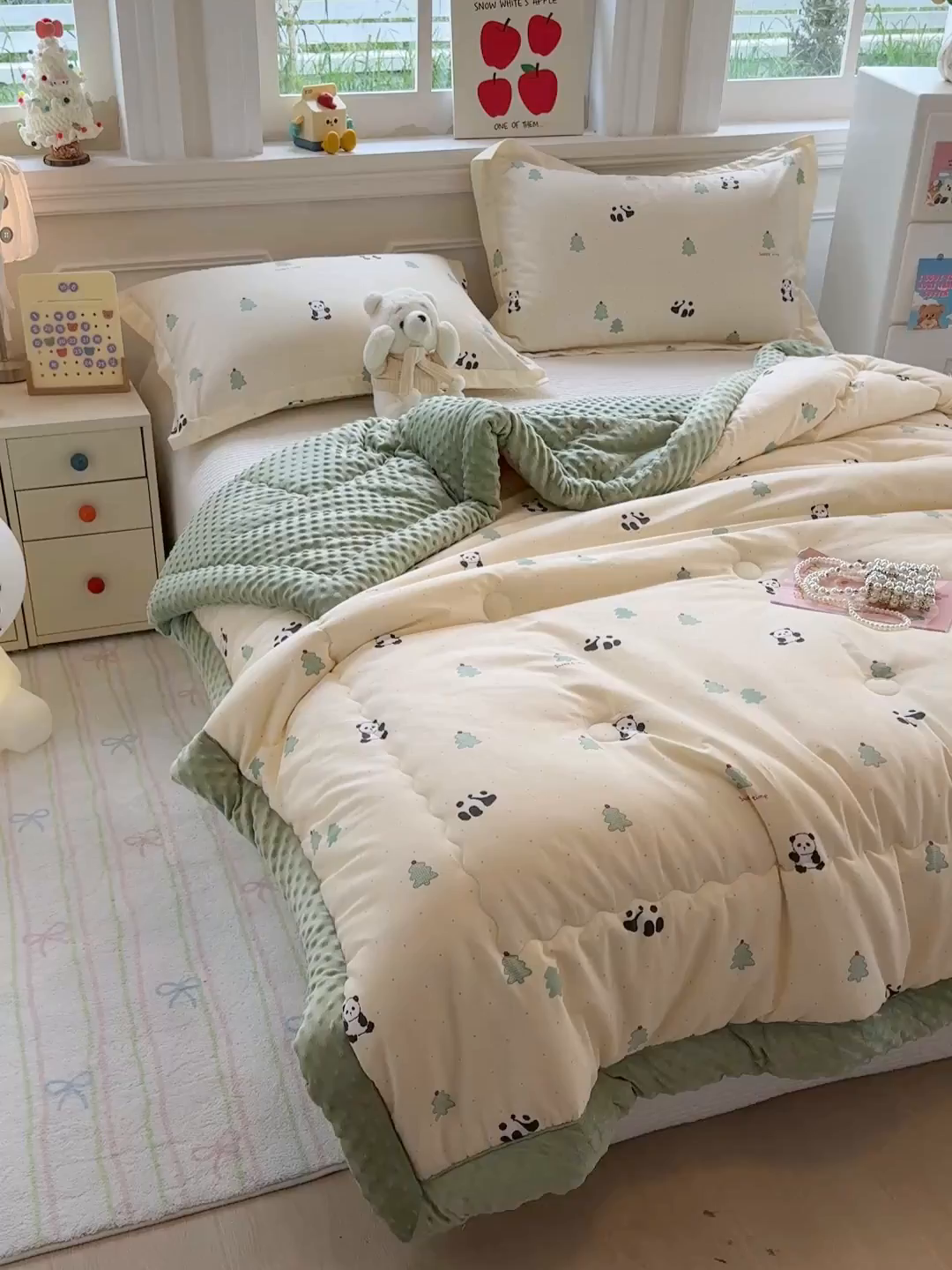 91家纺网 家纺一手货源 找家纺 梦依依 （加微信送买家秀）2025新款40支全棉豆豆被大豆被夏被冬秋被子被芯-风格二 熊猫森林