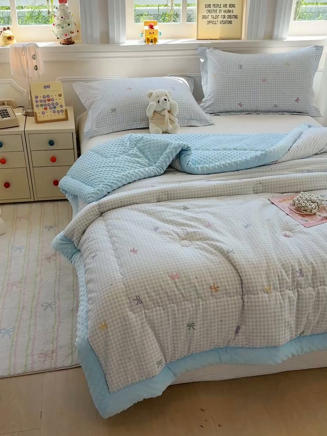 91家纺网 家纺一手货源 找家纺 梦依依 （加微信送买家秀）2025新款40支全棉豆豆被大豆被夏被冬秋被子被芯-风格二 夏日恋格-兰