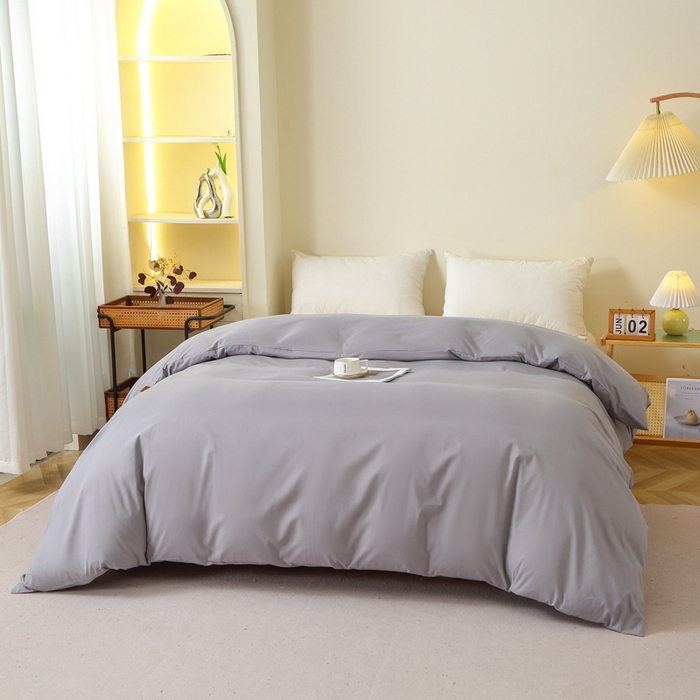 91家纺网 家纺一手货源 找家纺 晶缦 2025新款100%纯棉13376纯色喷气全棉磨毛单品被套 暖芸馨-浅青灰